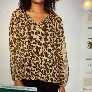 NYDJ Leopard Print Peasant Blouse